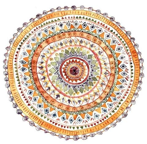 Odia folk mandala in watercolour